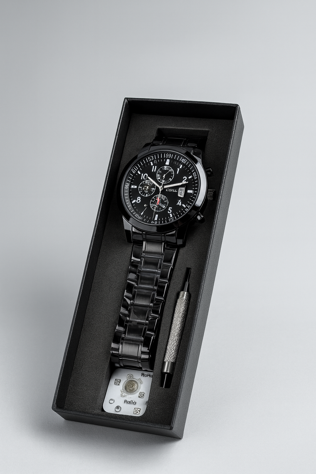 TOMI Black Leather Luxury Watch