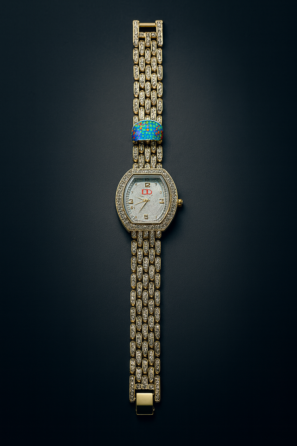 Luxury Diamond-Studded Gold Wristwatch