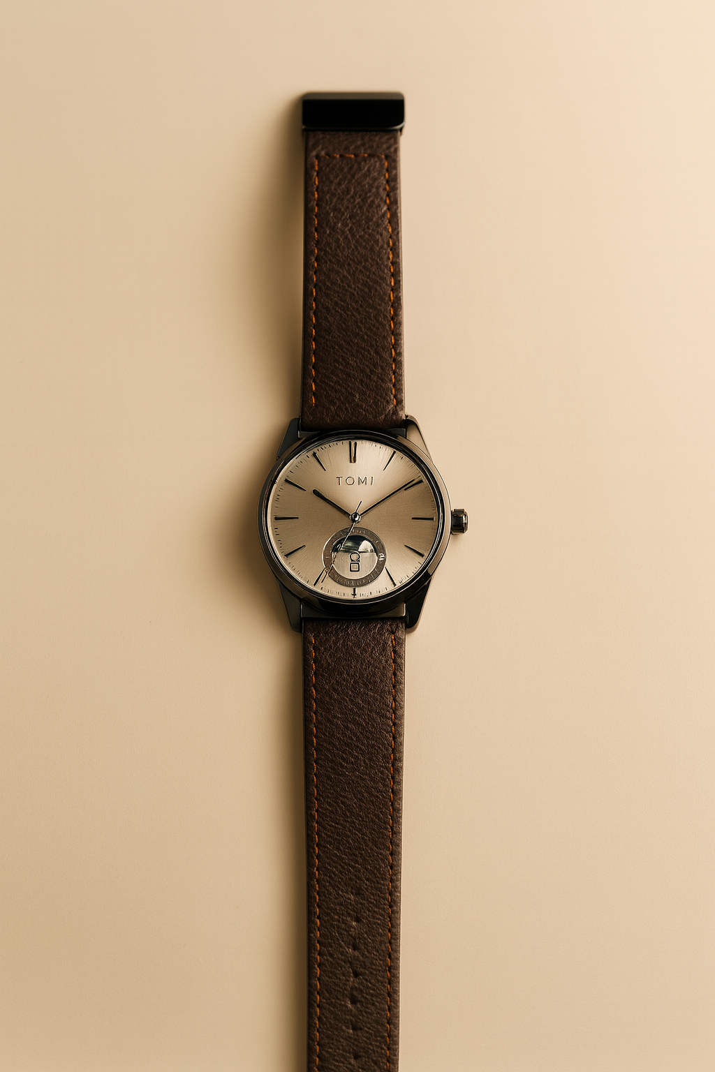 TOMI Classic Moonphase Watch – Brown Leather Strap