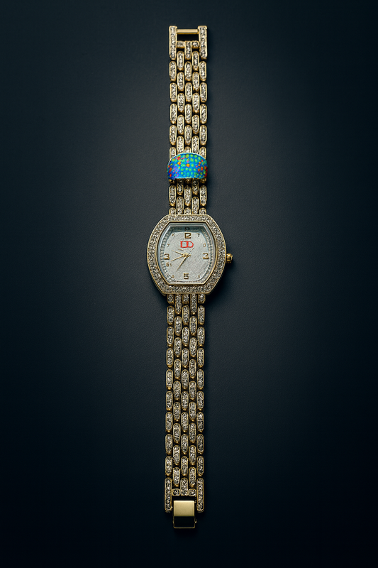 Luxury Diamond-Studded Gold Wristwatch