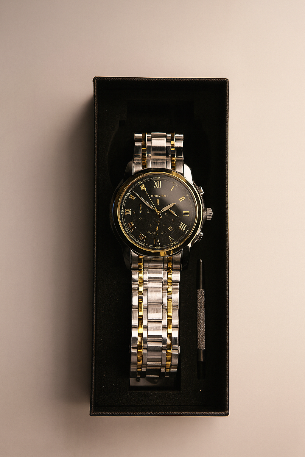 Luxury Two-Tone Stainless Steel Wristwatch –