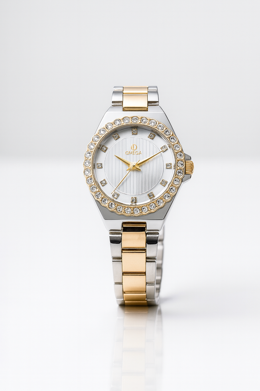 Luxury Omega Two-Tone Ladies’ Watch with Diamond Bezel