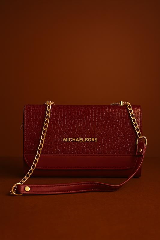 Michael Kors Red Textured Leather Shoulder Bag