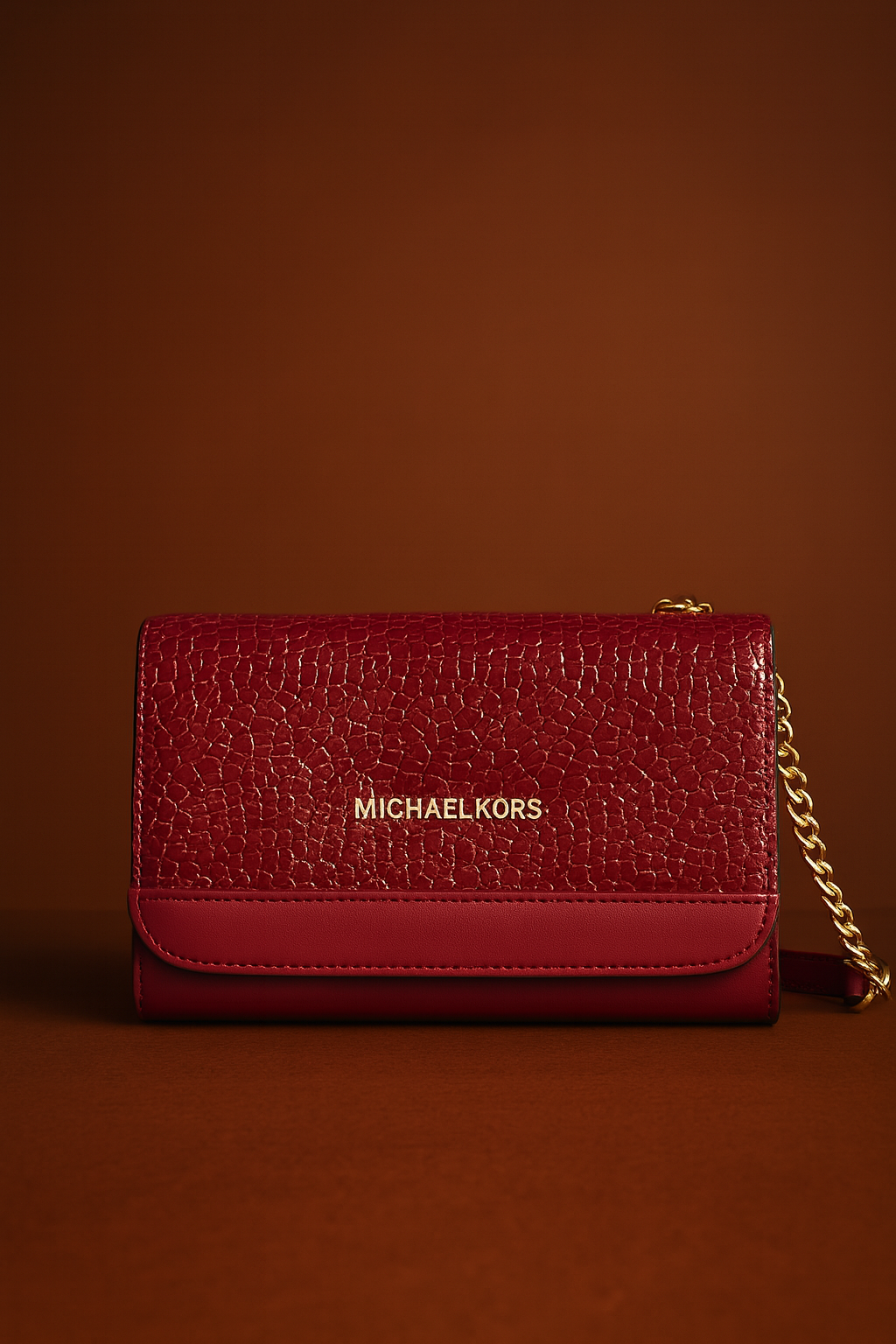 Michael Kors Red Textured Leather Shoulder Bag