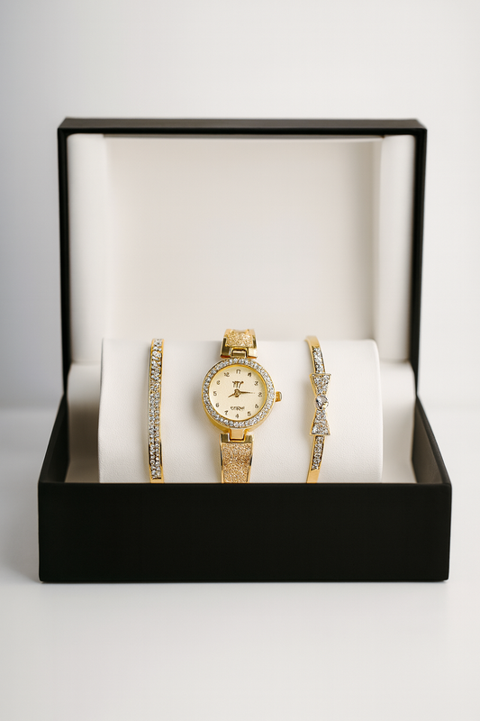 Timeless Luxury Gold Watch &amp; Bracelet Set