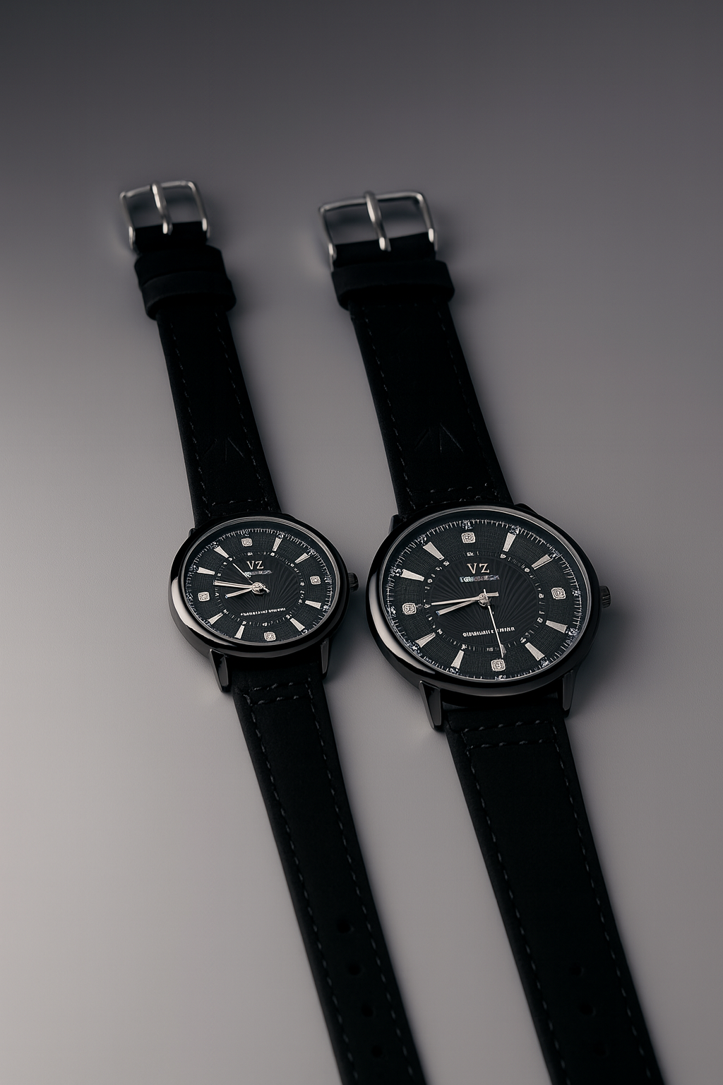 Classic Black Luxury Couple Watch Set