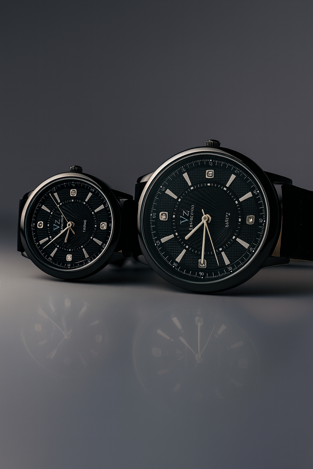 Classic Black Luxury Couple Watch Set
