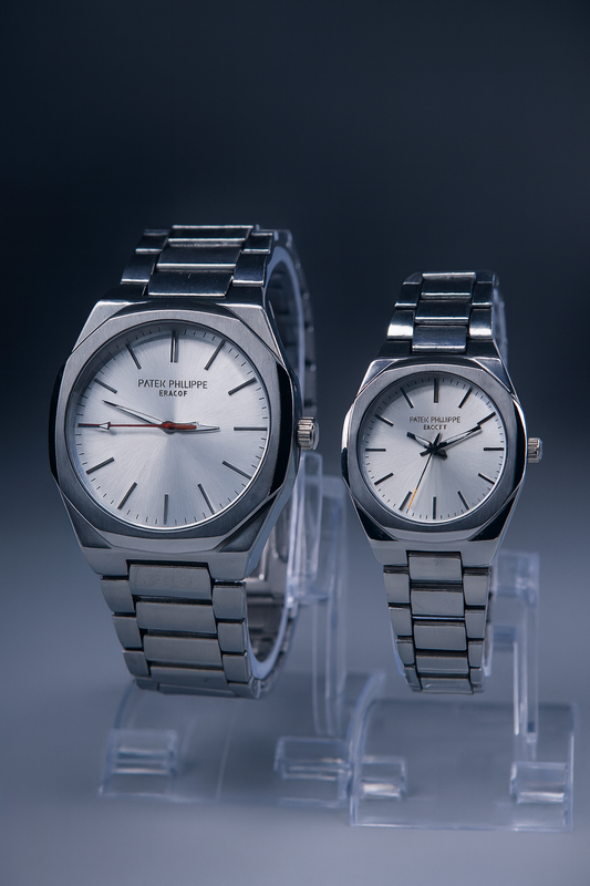 Luxury His & Hers Silver Stainless Steel Watches