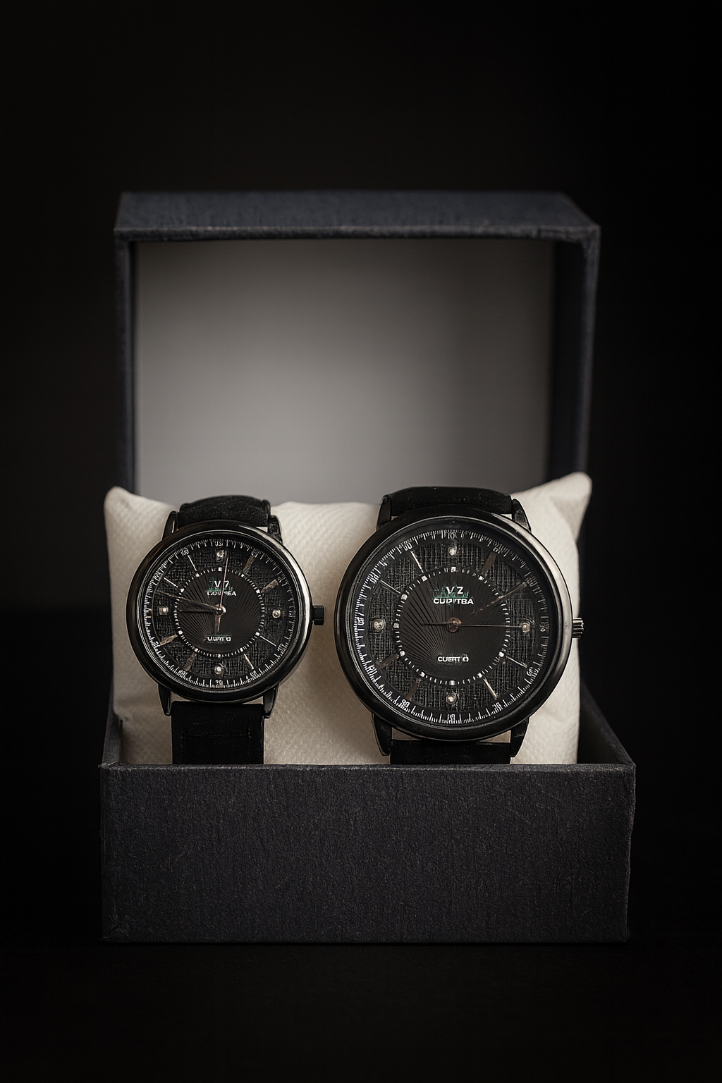 Classic Black Luxury Couple Watch Set