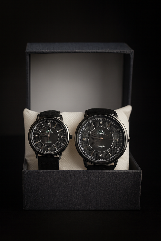 Classic Black Luxury Couple Watch Set